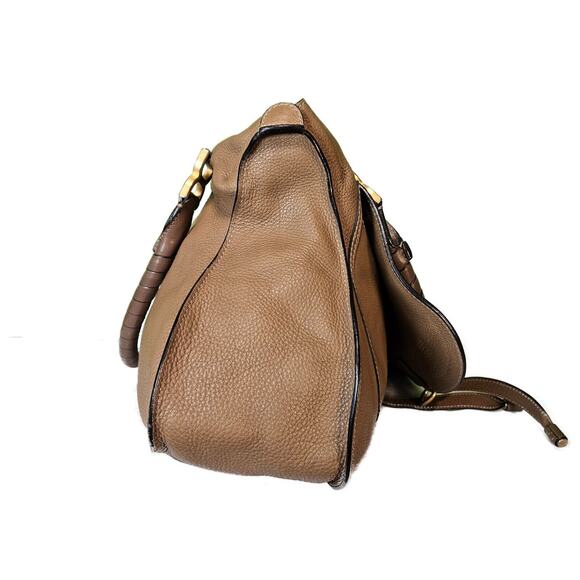 Authentic CHLOE Calfskin Marcie Large Double Carry Satchel: light tan/tan color - Picture 3 of 16
